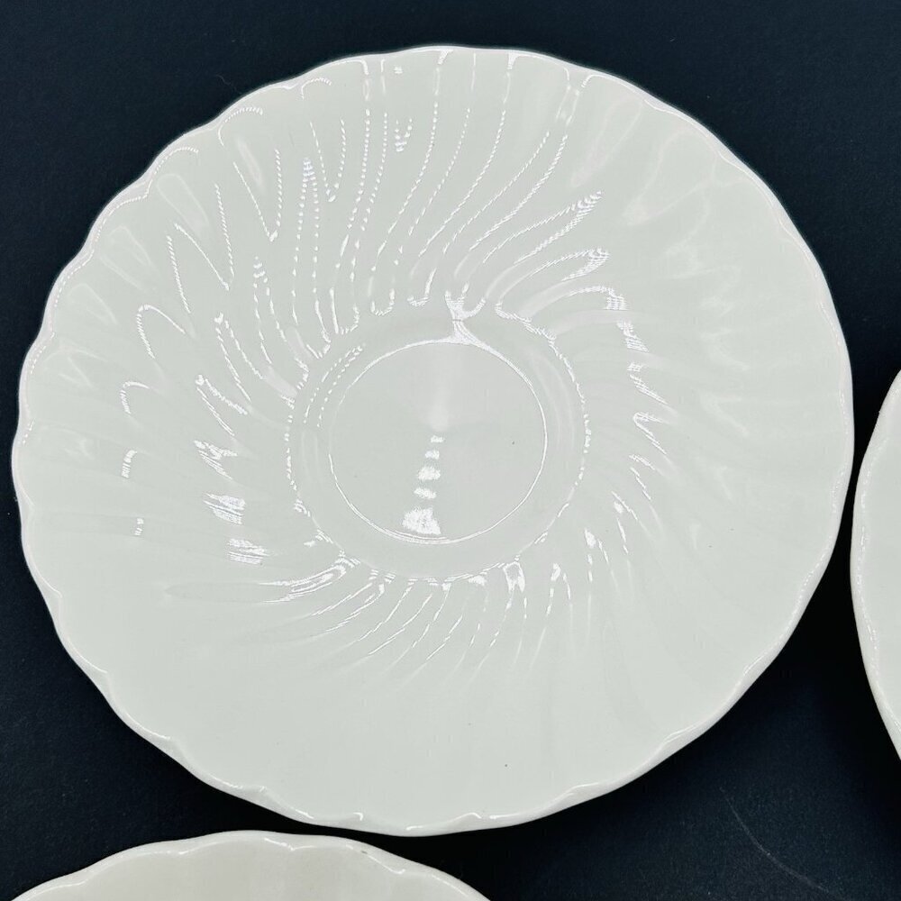 Johnson Brothers White Regency Swirl Ironstone Teacup Saucers England Set Of 4 - Picture 6 of 13